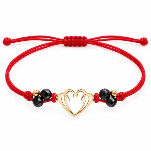 Lucky Charm – bransoletka srebrna pozłacana z czarnymi turmalinami